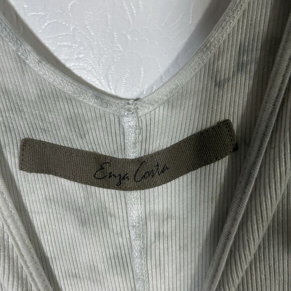 Enza Costa Silk Blend Ribbed Tank Midi Dress in Vapor Ionic Gray Sz L Tie Dye - Picture 10 of 14